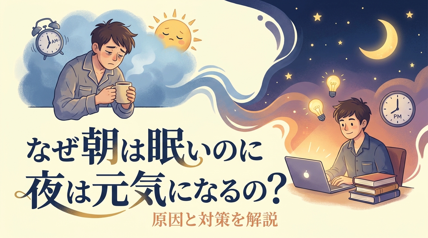 なぜ朝は眠いのに夜は元気になるの？原因と対策を解説